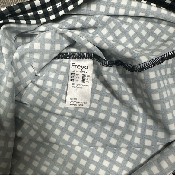 Freya Monochrome Gingham Plunge Underwire Tankini Swim Top Tassel Detail 32G - Picture 4 of 7